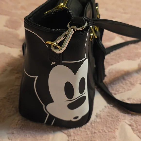 Chic Black Disney Mickey Mouse Satchel with Gold Accents - Picture 4 of 7